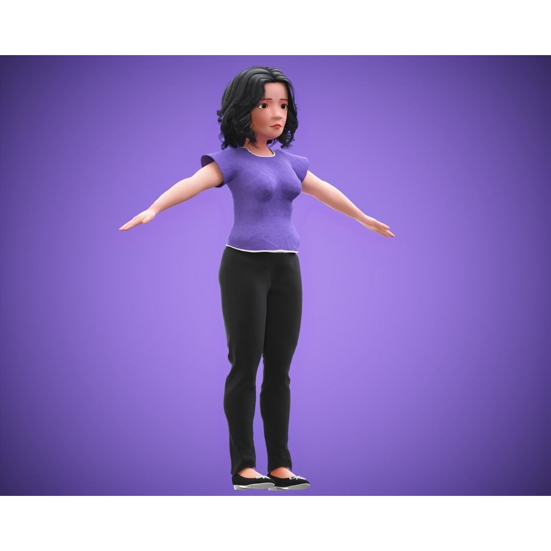 Cartoon Family 3D Model – Rigged Low-Poly Animation Pack, FBX & Blender - View 15