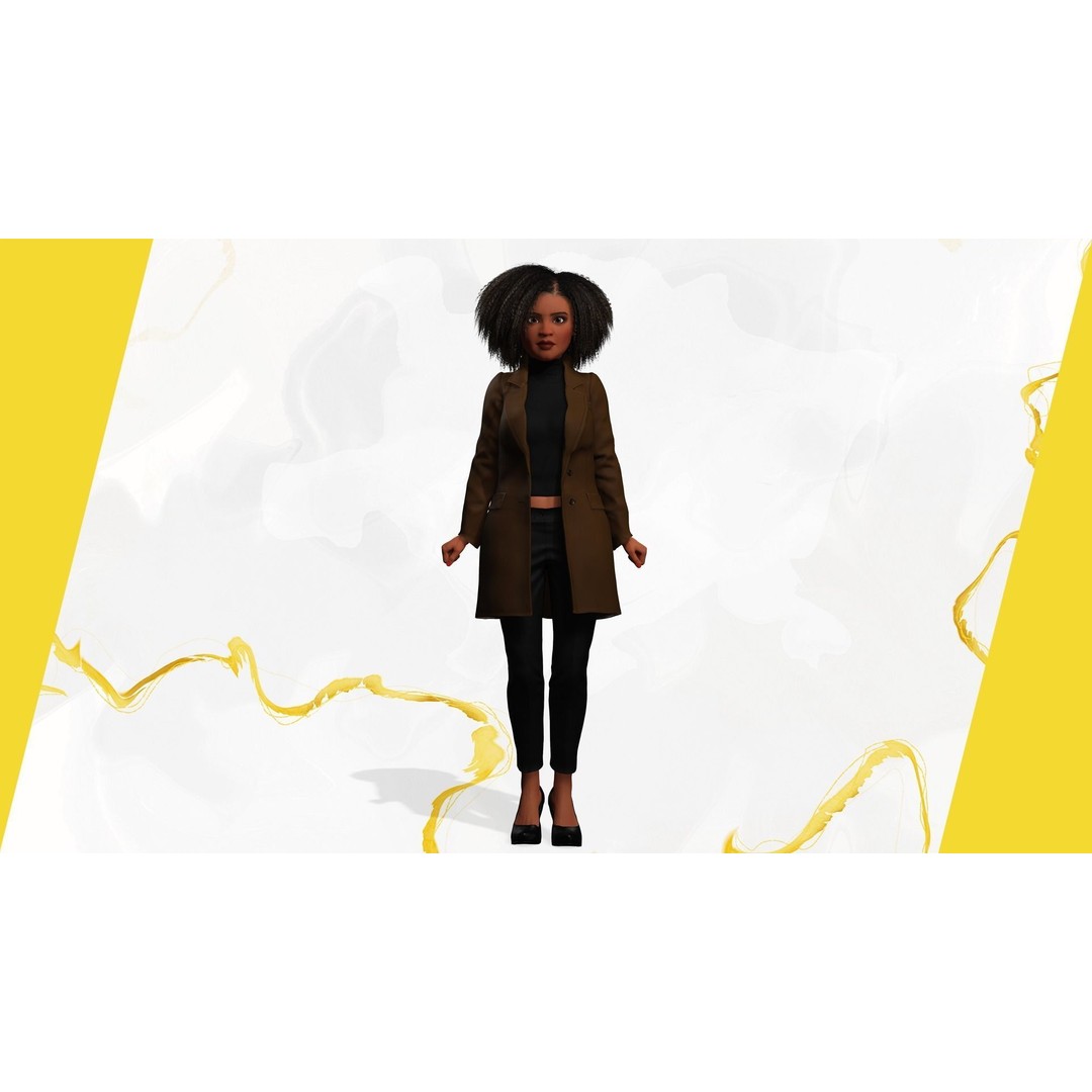 Classic Afro 3D Model – Cartoon Rigged Character, FBX, Blender - View 10