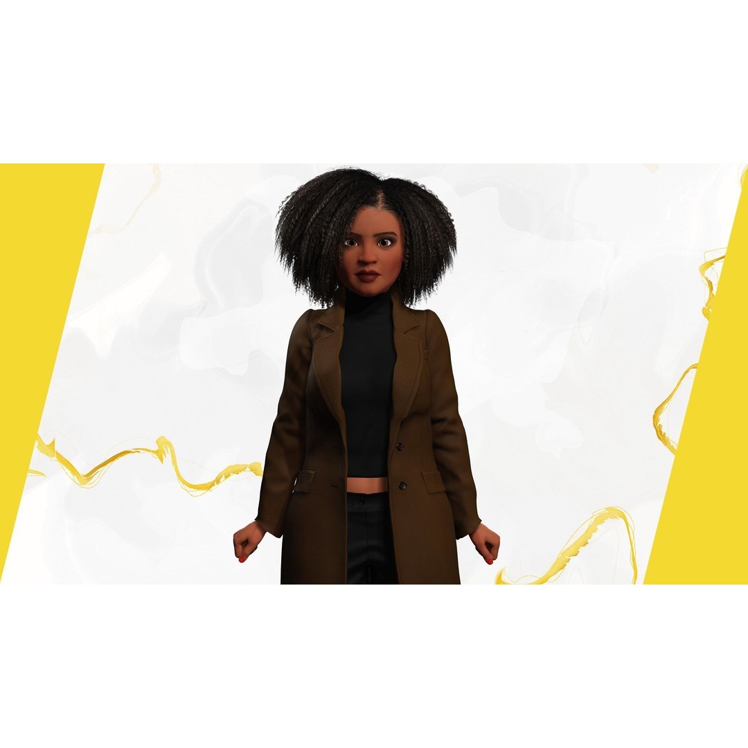 Classic Afro 3D Model – Cartoon Rigged Character, FBX, Blender - View 11