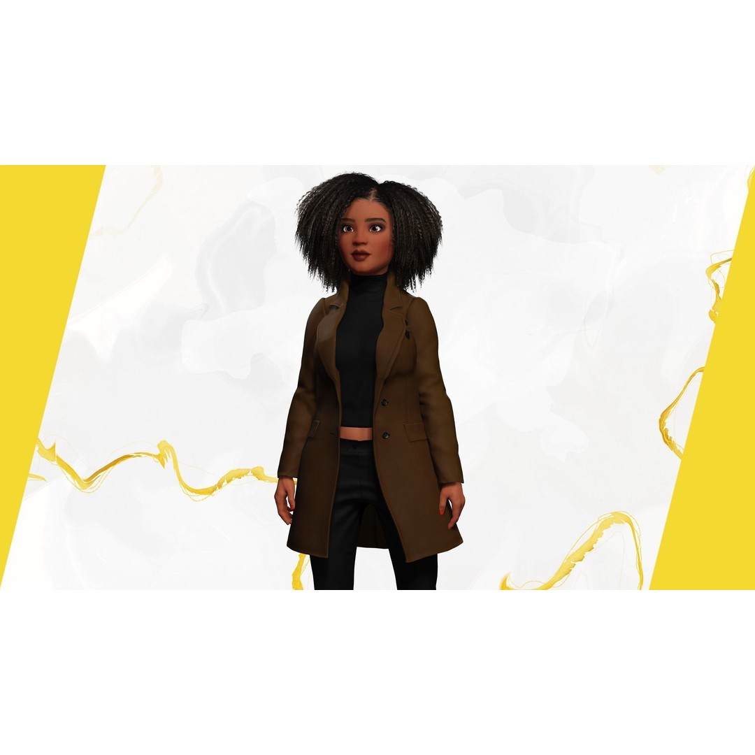 Classic Afro 3D Model – Cartoon Rigged Character, FBX, Blender - View 12
