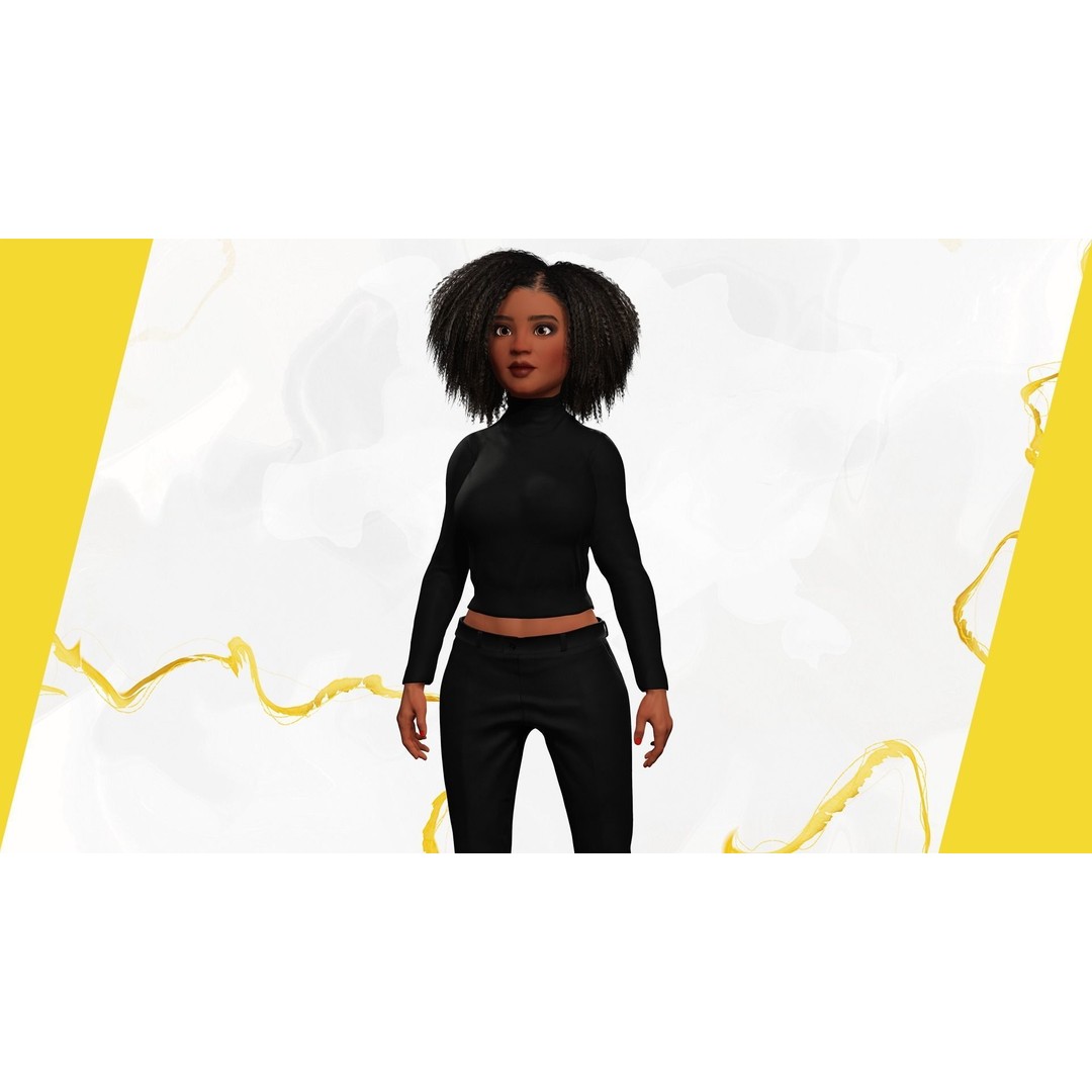 Classic Afro 3D Model – Cartoon Rigged Character, FBX, Blender - View 13