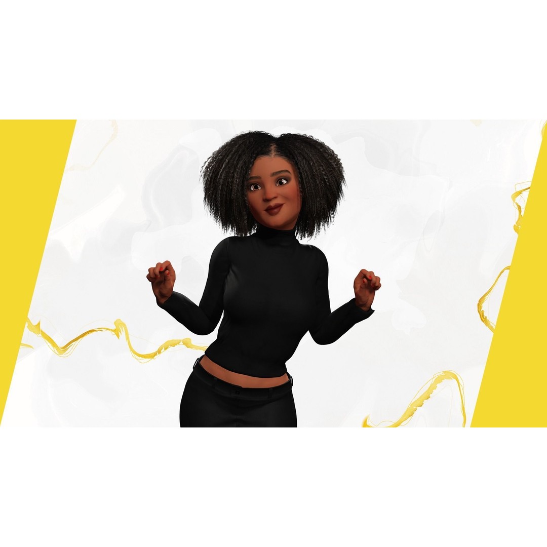 Classic Afro 3D Model – Cartoon Rigged Character, FBX, Blender - View 14