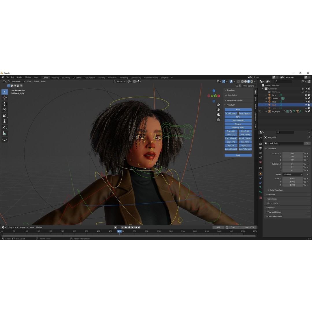 Classic Afro 3D Model – Cartoon Rigged Character, FBX, Blender - View 16