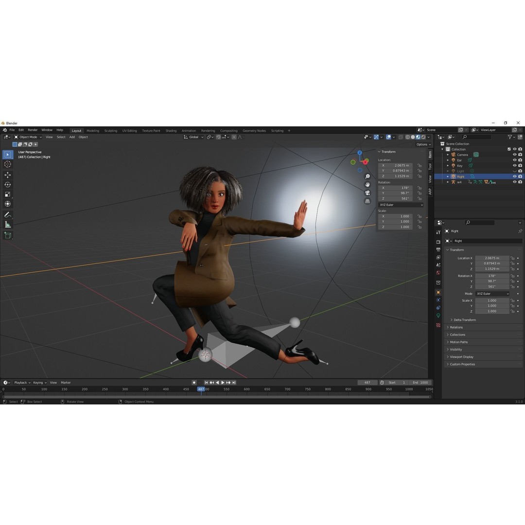 Classic Afro 3D Model – Cartoon Rigged Character, FBX, Blender - View 17
