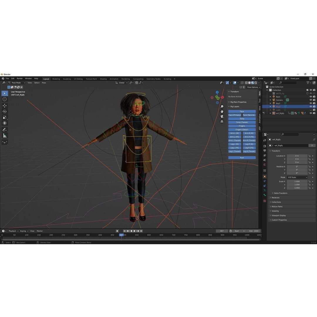 Classic Afro 3D Model – Cartoon Rigged Character, FBX, Blender - View 18