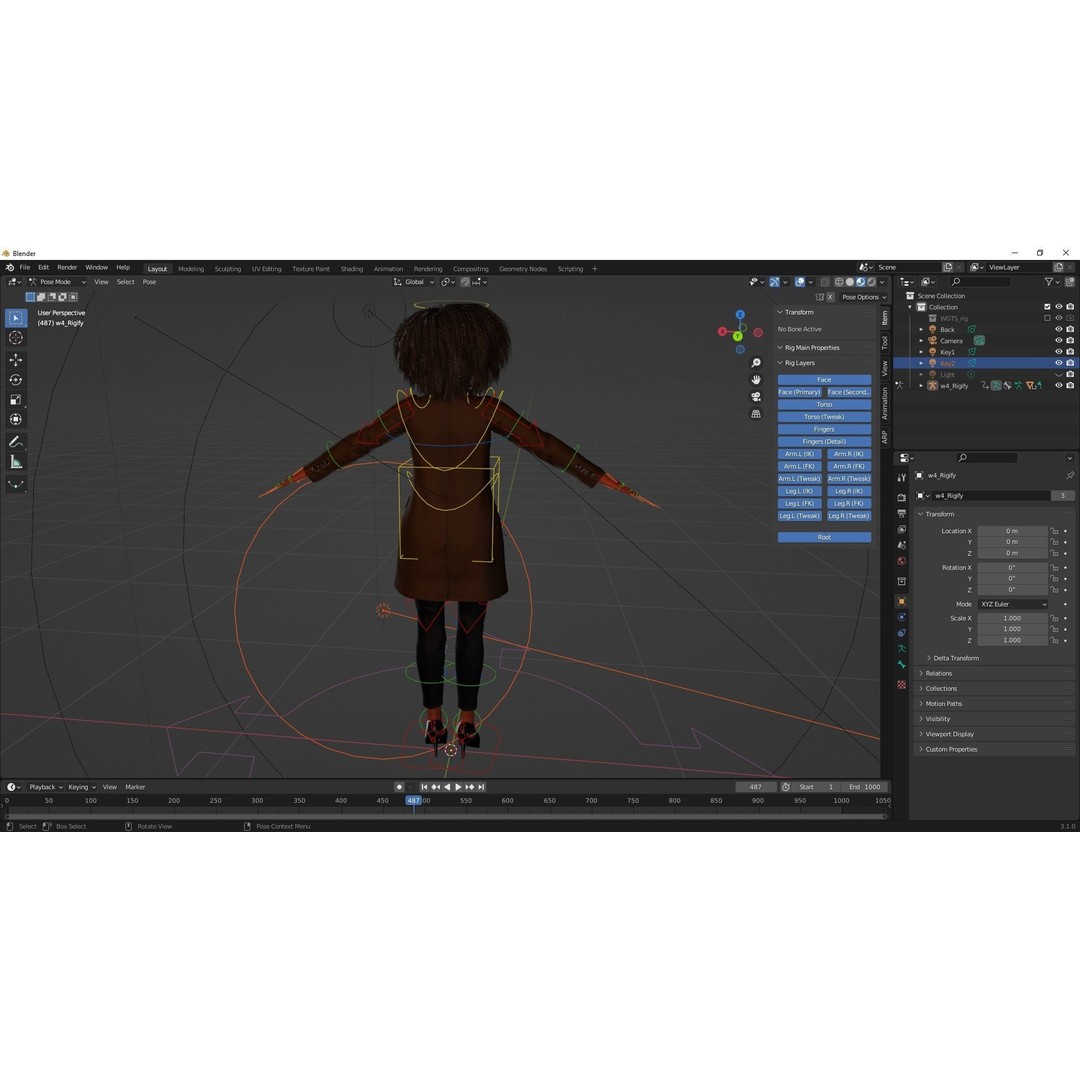 Classic Afro 3D Model – Cartoon Rigged Character, FBX, Blender - View 19