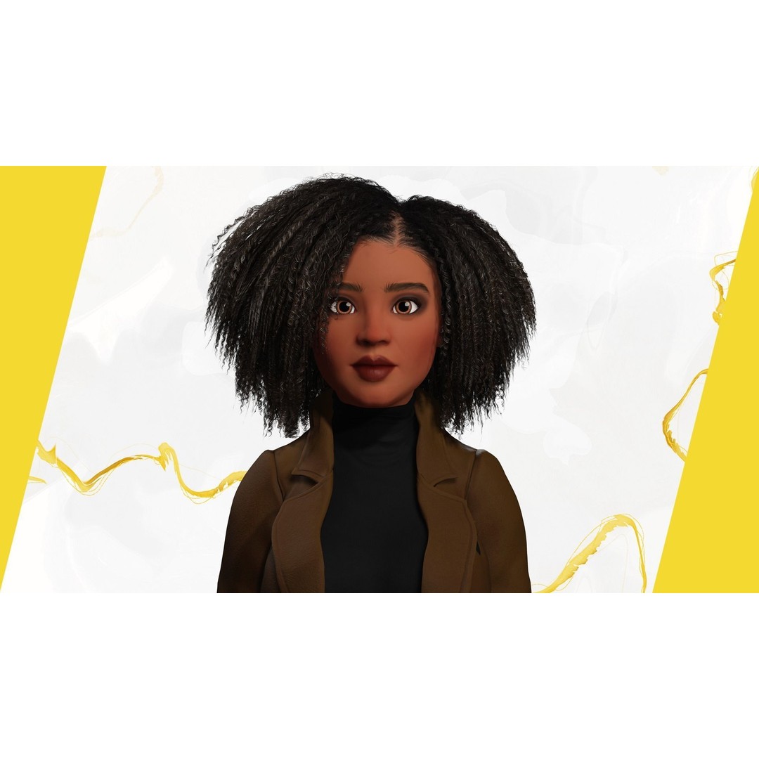 Classic Afro 3D Model – Cartoon Rigged Character, FBX, Blender - View 3