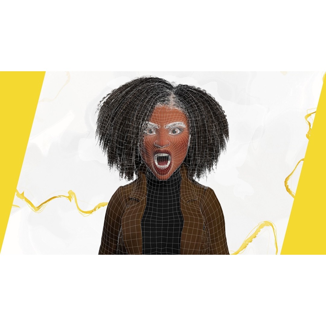 Classic Afro 3D Model – Cartoon Rigged Character, FBX, Blender - View 35