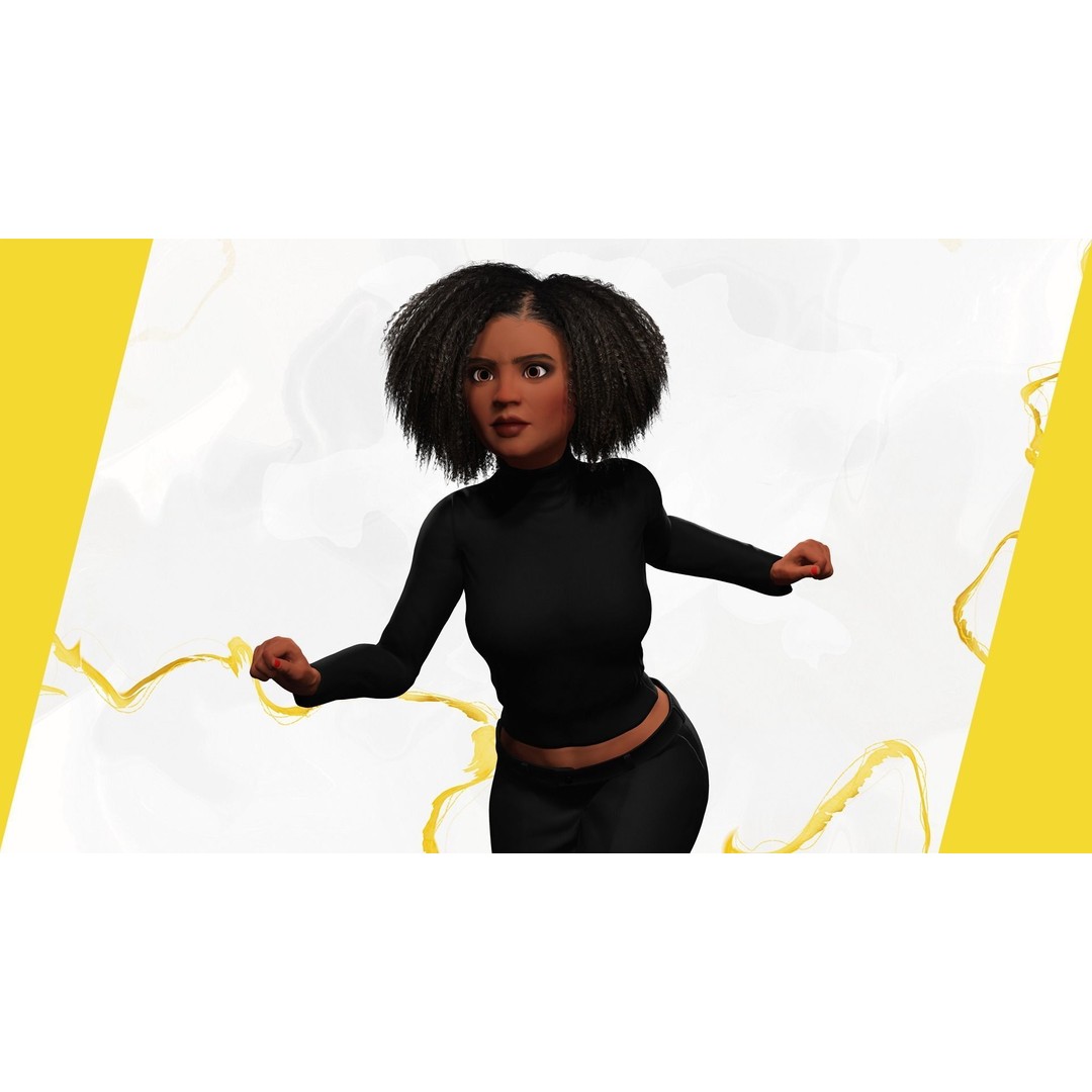 Classic Afro 3D Model – Cartoon Rigged Character, FBX, Blender - View 5