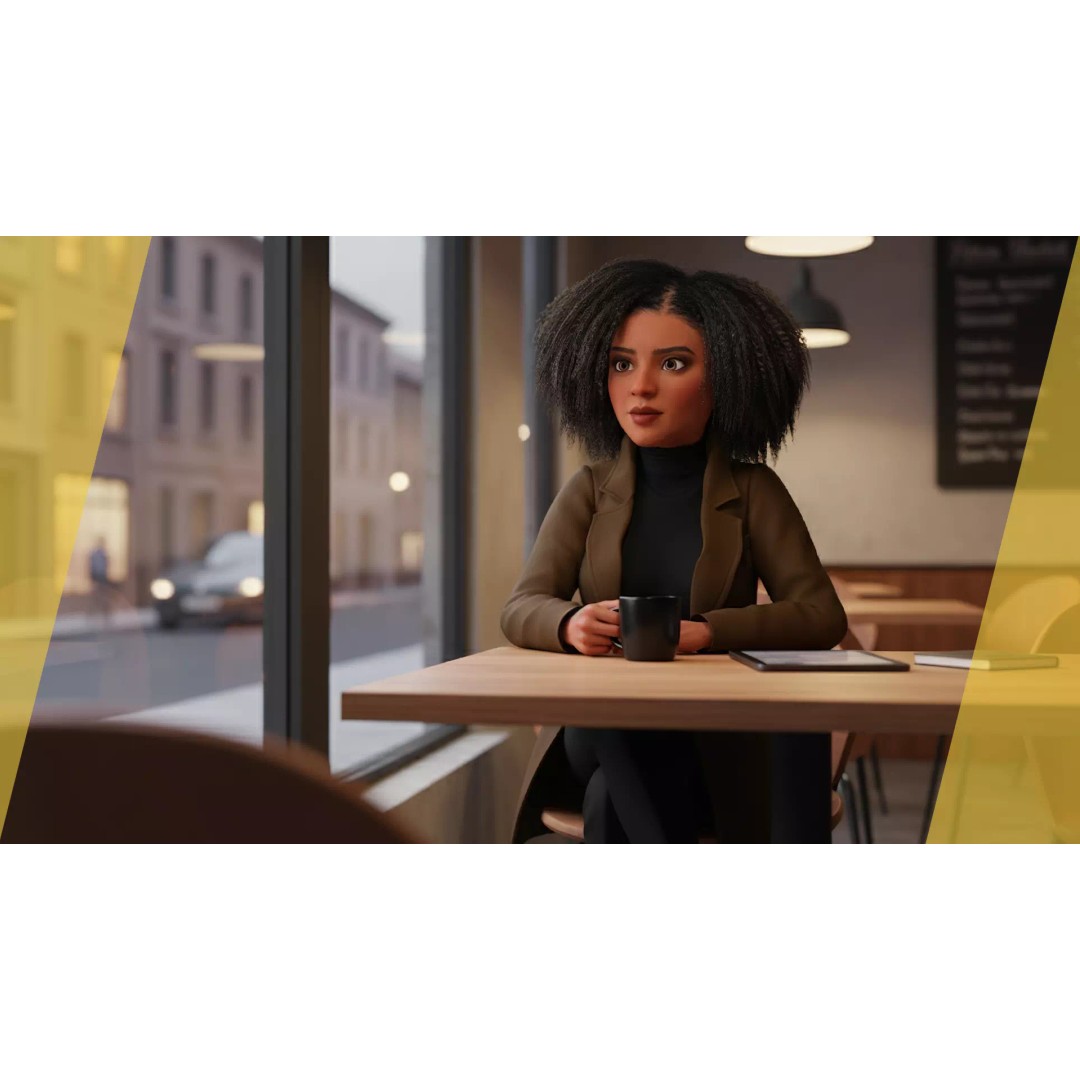 Classic Afro 3D Model – Cartoon Rigged Character, FBX, Blender - View 6