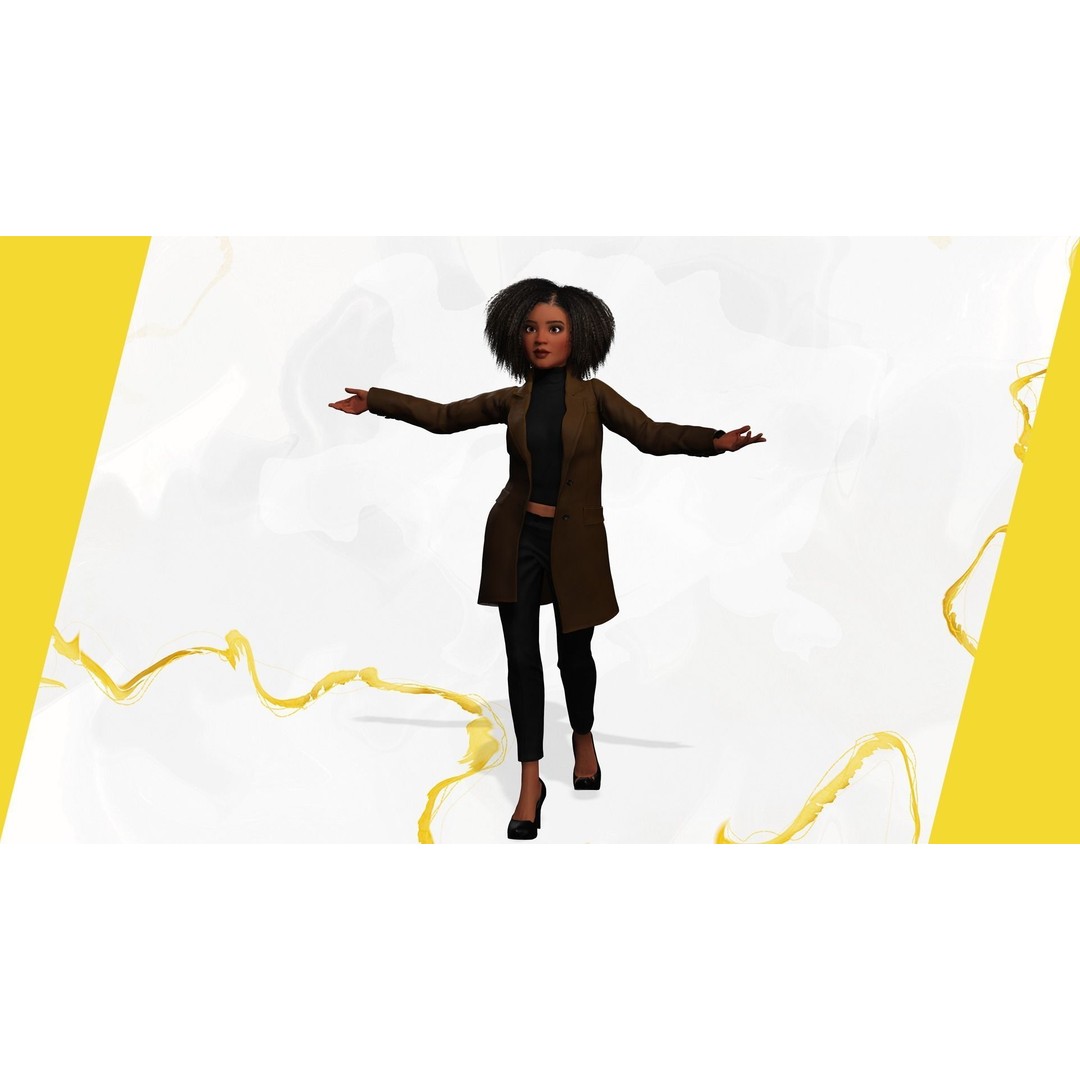Classic Afro 3D Model – Cartoon Rigged Character, FBX, Blender - View 9