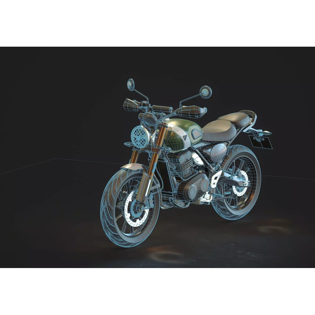 Triumph Scrambler 400 X 2024 3D Model – Detailed Base Mesh for Customization