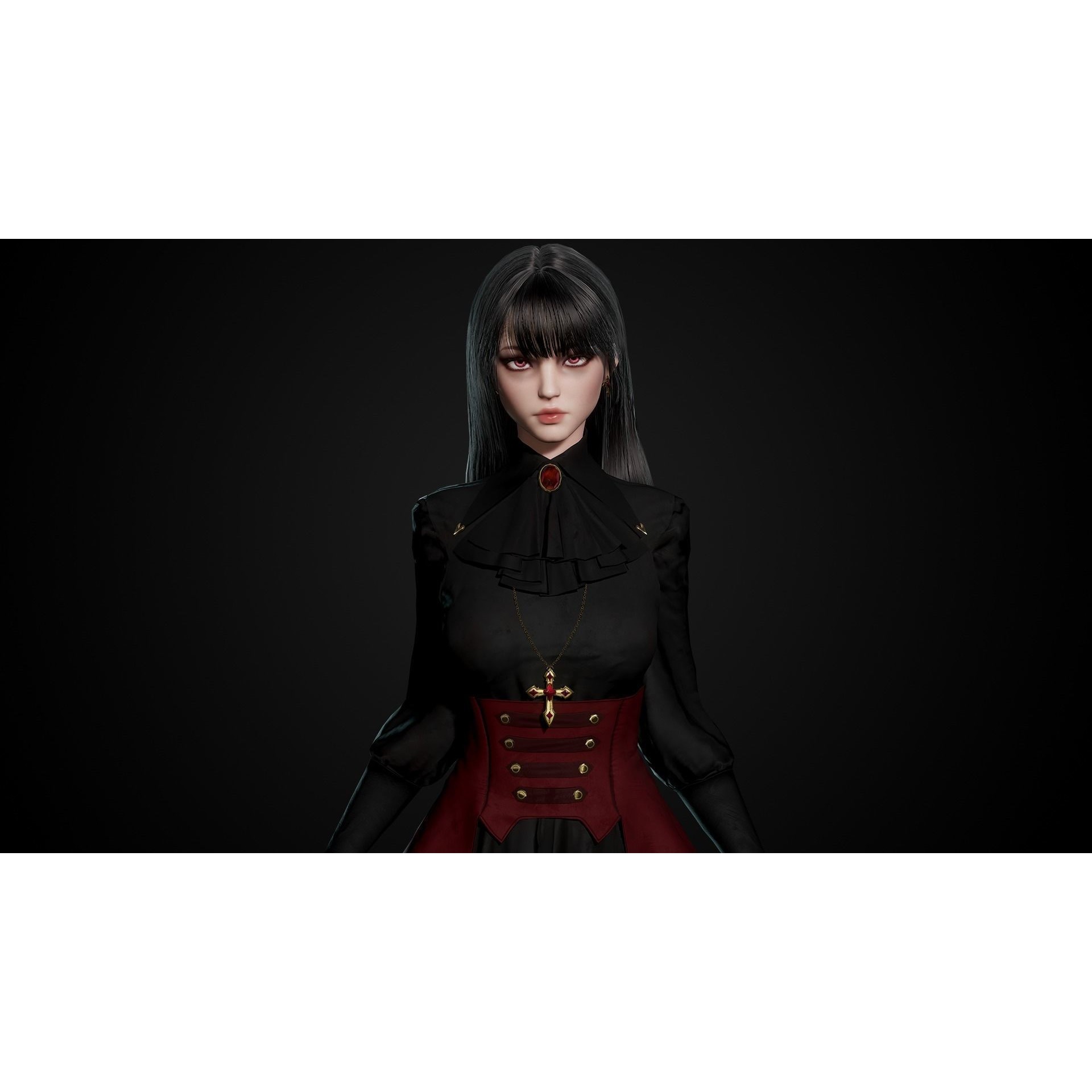 Vampire Girl - Low-Poly Game-Ready 3D Model - View 11