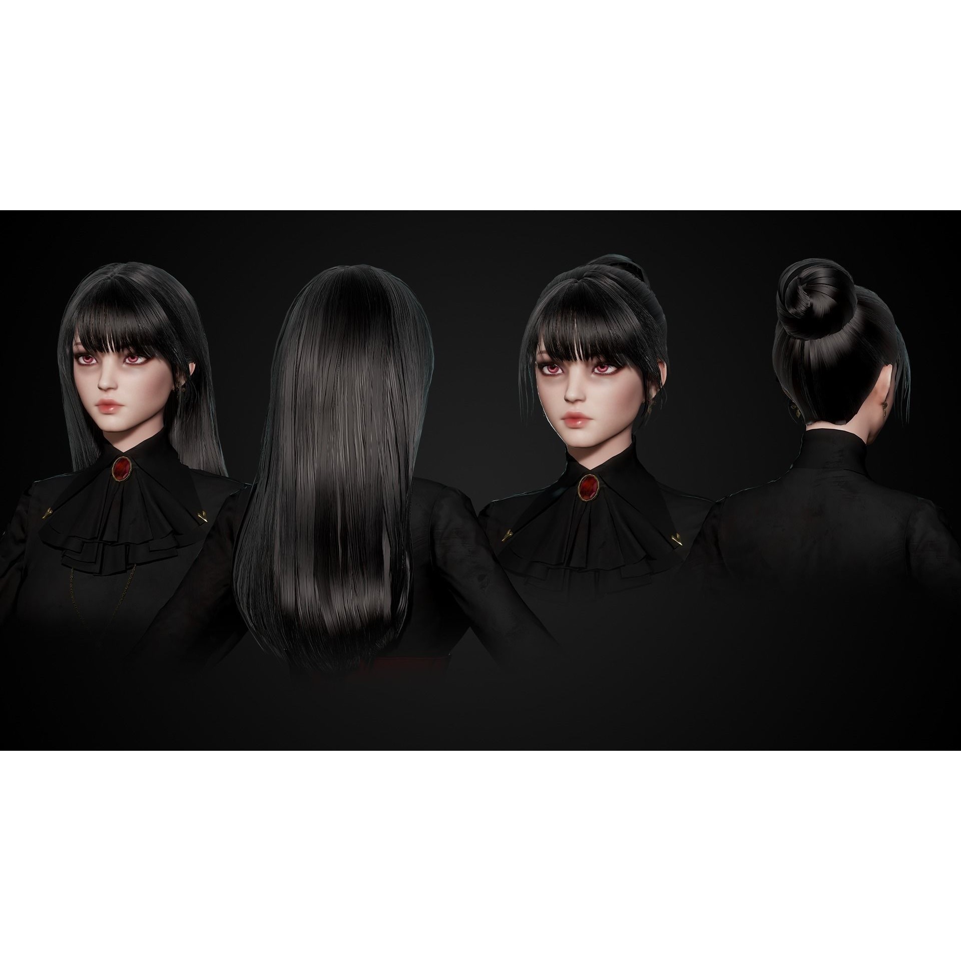 Vampire Girl - Low-Poly Game-Ready 3D Model - View 14