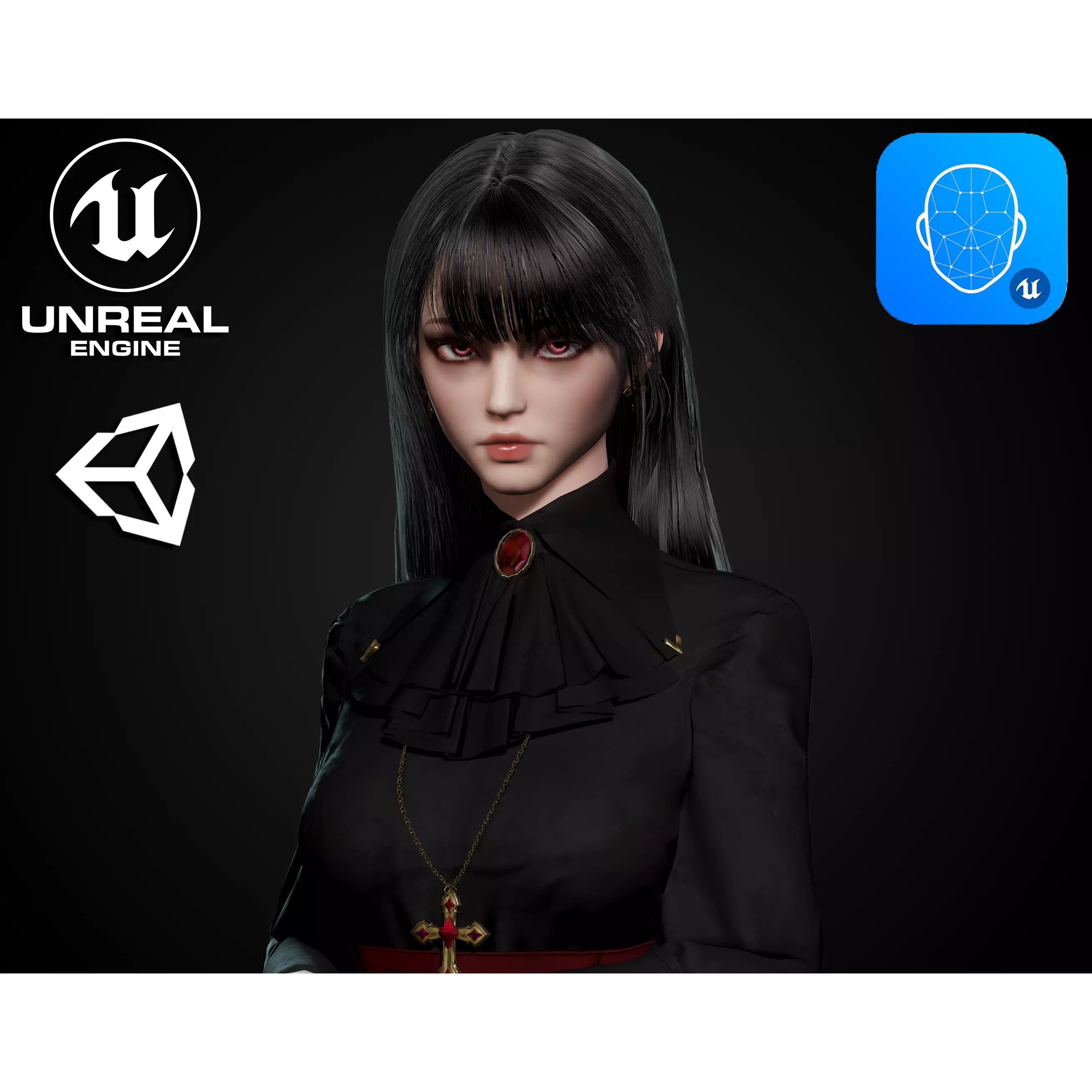Vampire Girl - Low-Poly Game-Ready 3D Model - View 2