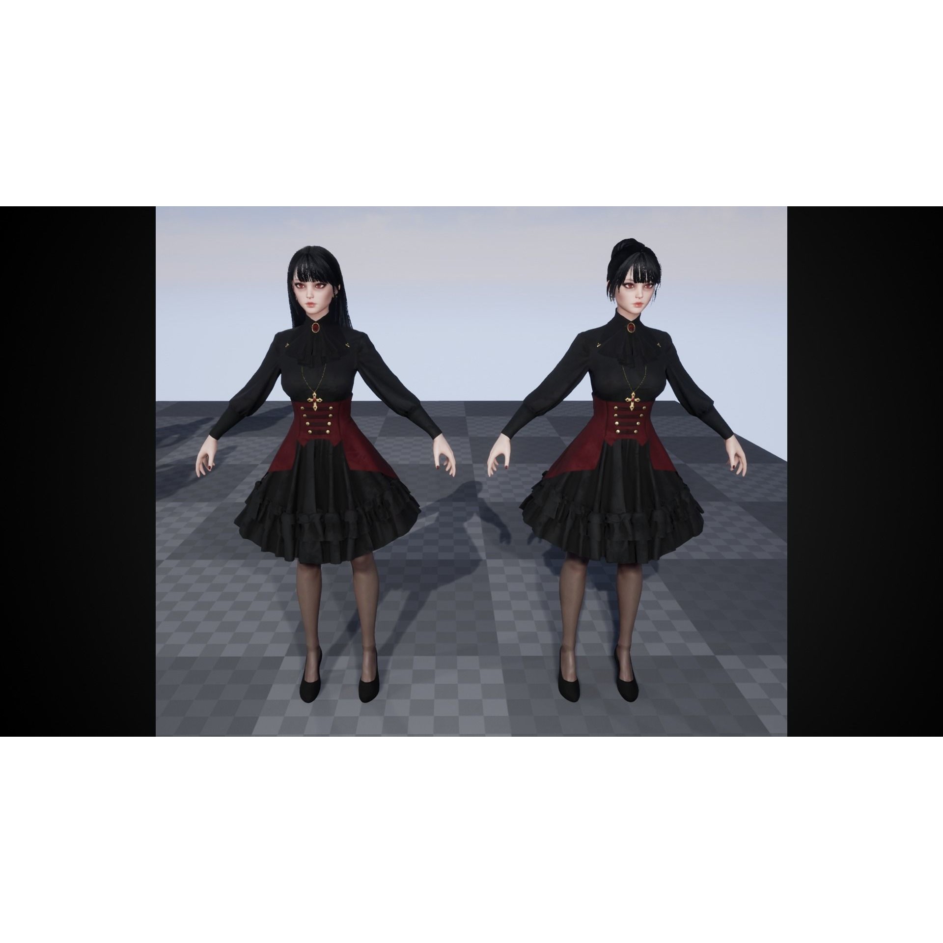 Vampire Girl - Low-Poly Game-Ready 3D Model - View 20