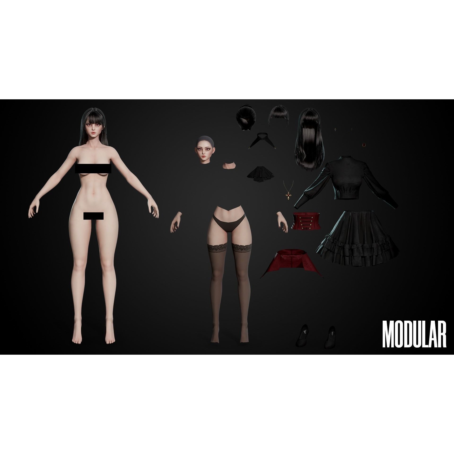 Vampire Girl - Low-Poly Game-Ready 3D Model - View 21