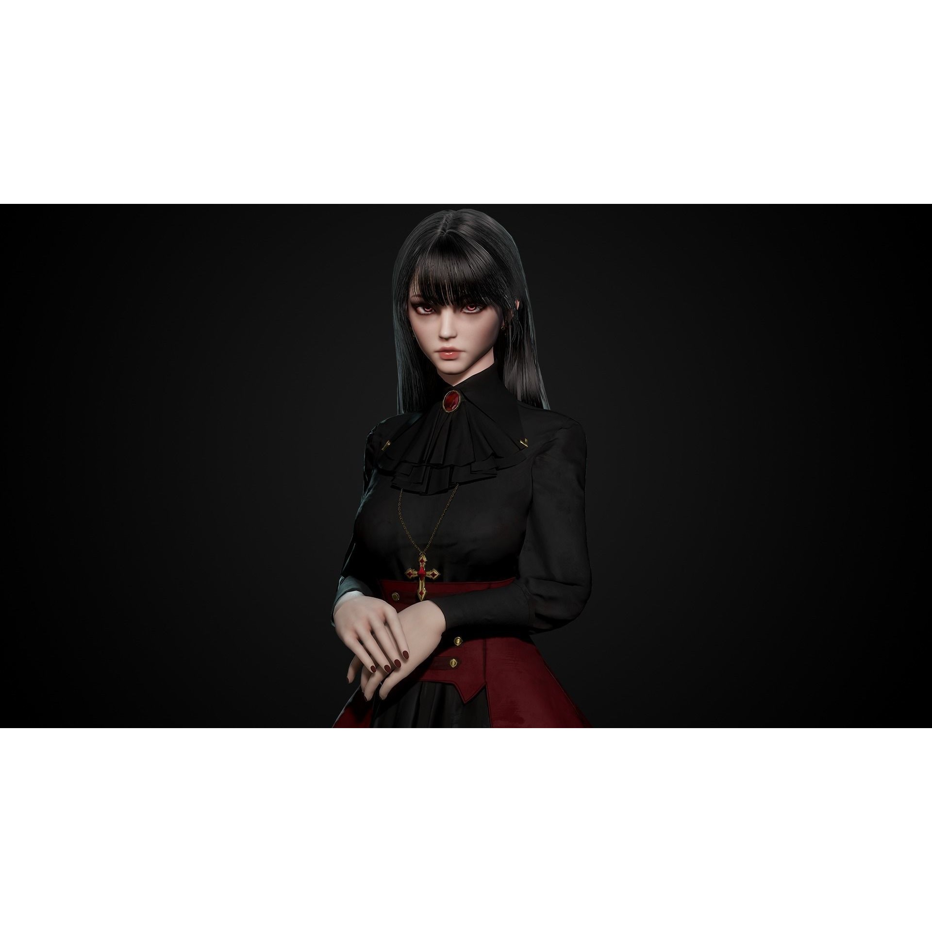 Vampire Girl - Low-Poly Game-Ready 3D Model - View 4