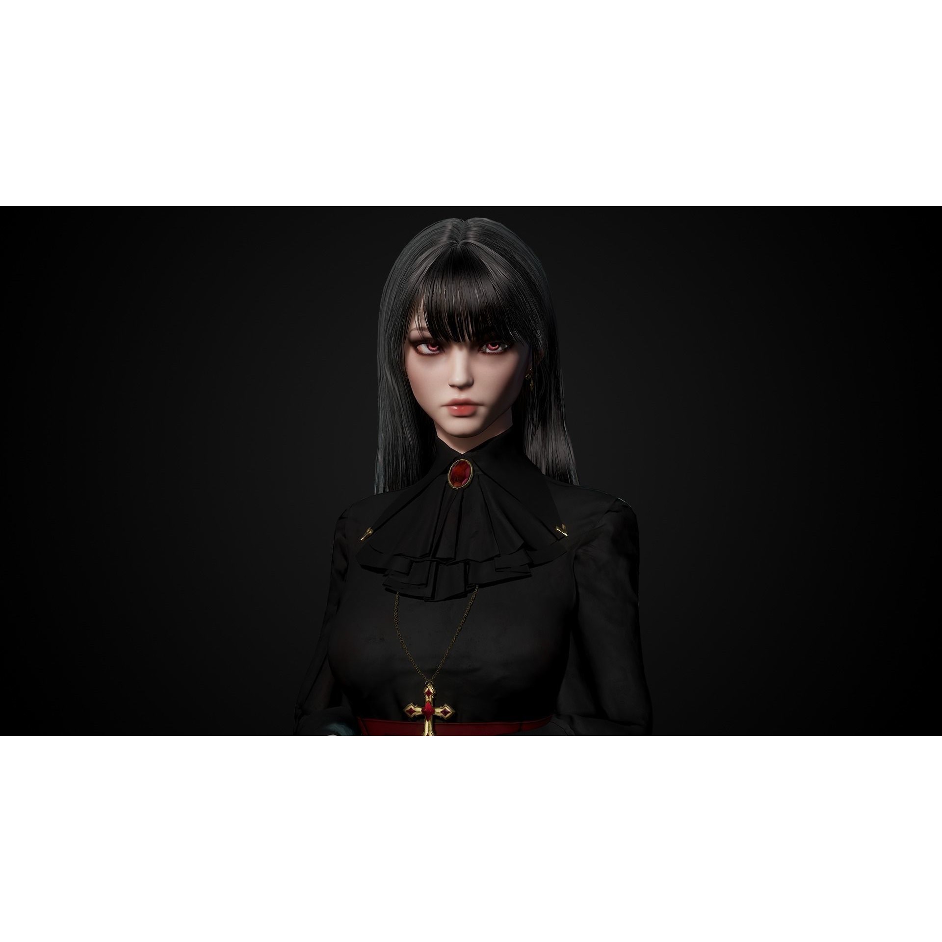 Vampire Girl - Low-Poly Game-Ready 3D Model - View 7