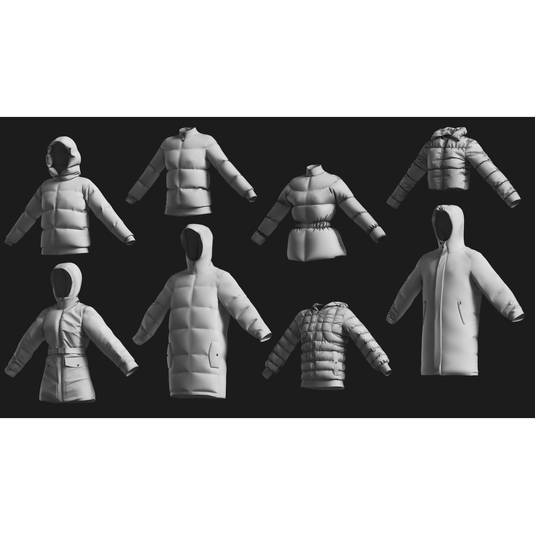 Basemesh Winter Jacket 3D Model – High Poly Clothing Collection, FBX, OBJ