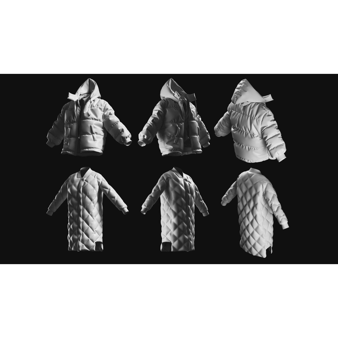 Basemesh Winter Jacket 3D Model – High Poly Clothing Collection, FBX, OBJ - View 10