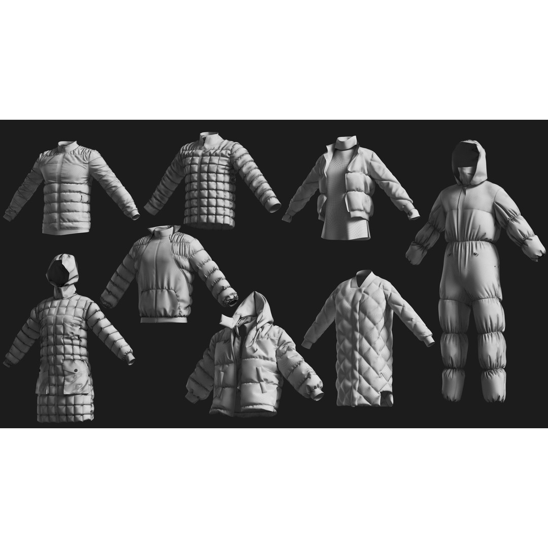 Basemesh Winter Jacket 3D Model – High Poly Clothing Collection, FBX, OBJ - View 12