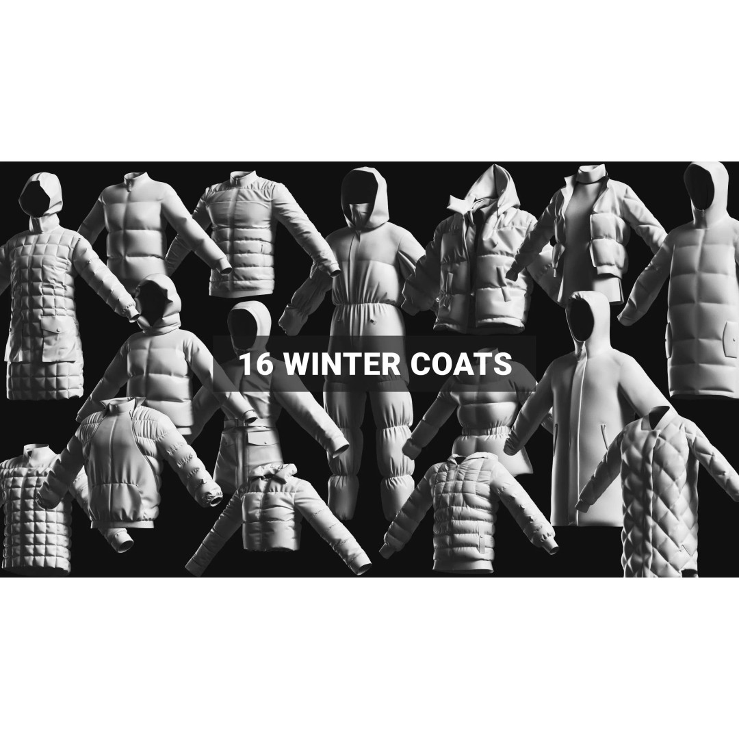 Basemesh Winter Jacket 3D Model – High Poly Clothing Collection, FBX, OBJ - View 2