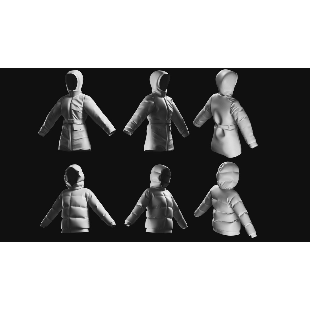 Basemesh Winter Jacket 3D Model – High Poly Clothing Collection, FBX, OBJ - View 4