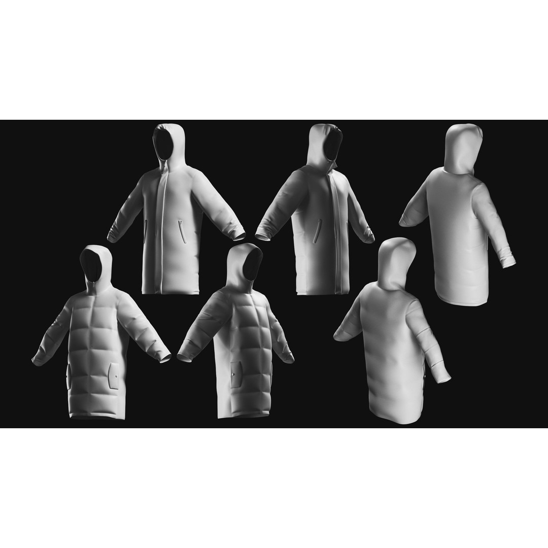 Basemesh Winter Jacket 3D Model – High Poly Clothing Collection, FBX, OBJ - View 5