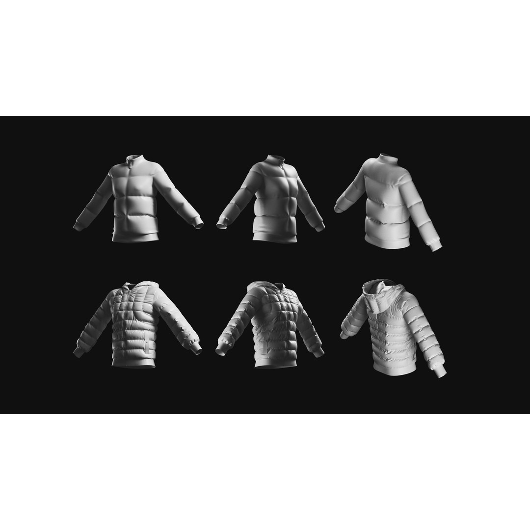 Basemesh Winter Jacket 3D Model – High Poly Clothing Collection, FBX, OBJ - View 6
