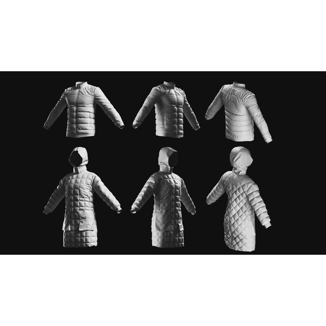 Basemesh Winter Jacket 3D Model – High Poly Clothing Collection, FBX, OBJ - View 9