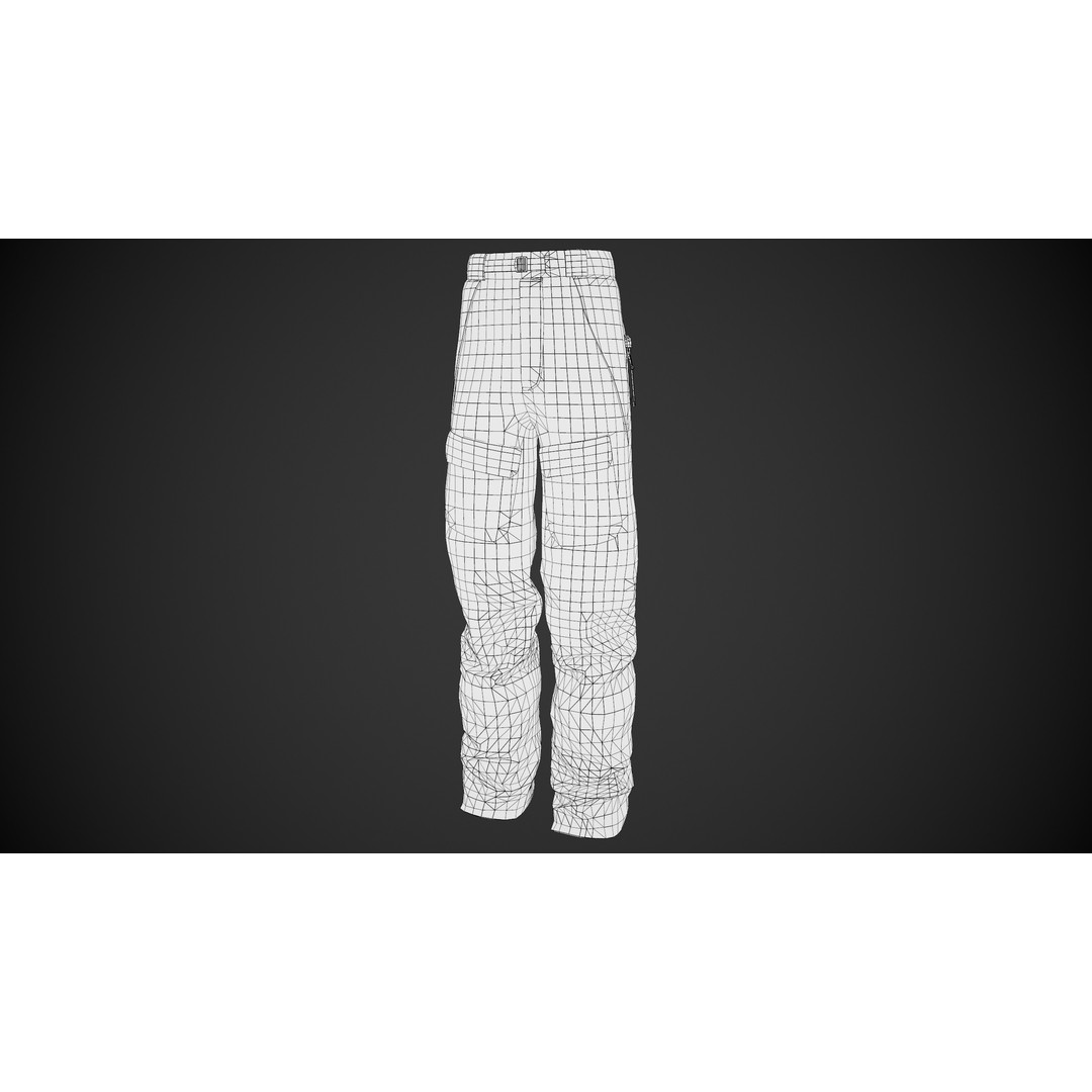 Brown Snowboard Pants 3D Model – Low Poly PBR Game Asset, FBX, OBJ