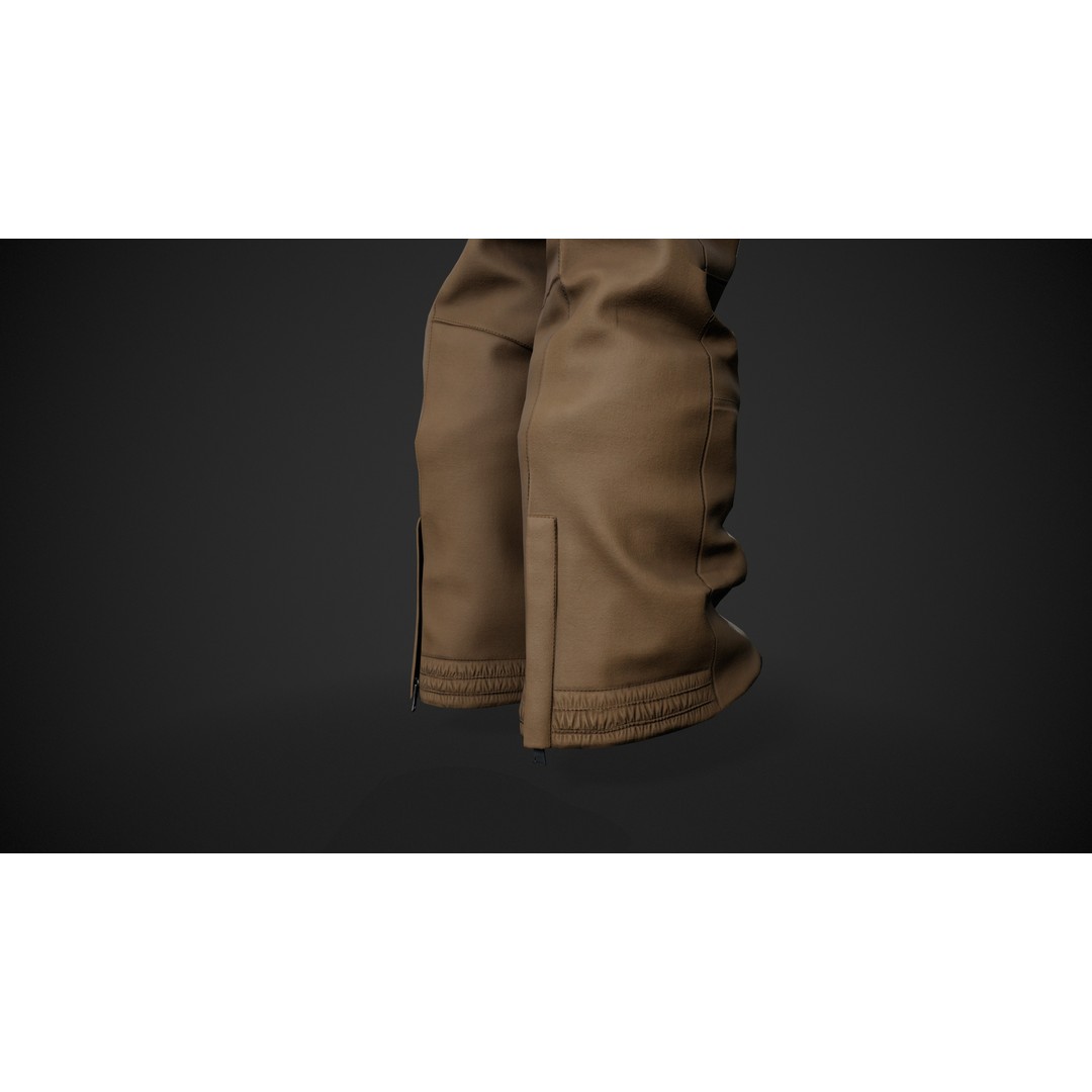 Brown Snowboard Pants 3D Model – Low Poly PBR Game Asset, FBX, OBJ - View 10