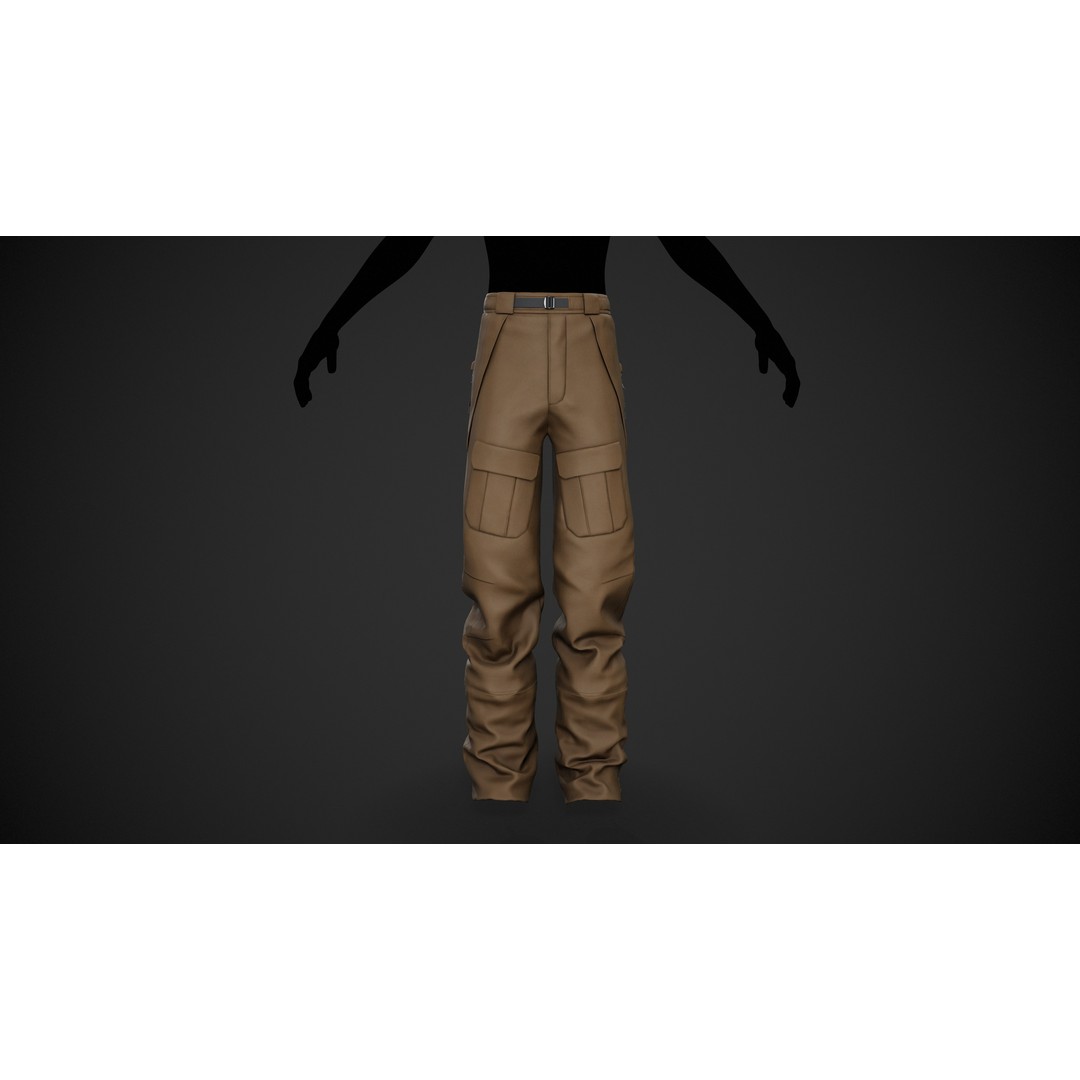 Brown Snowboard Pants 3D Model – Low Poly PBR Game Asset, FBX, OBJ - View 13