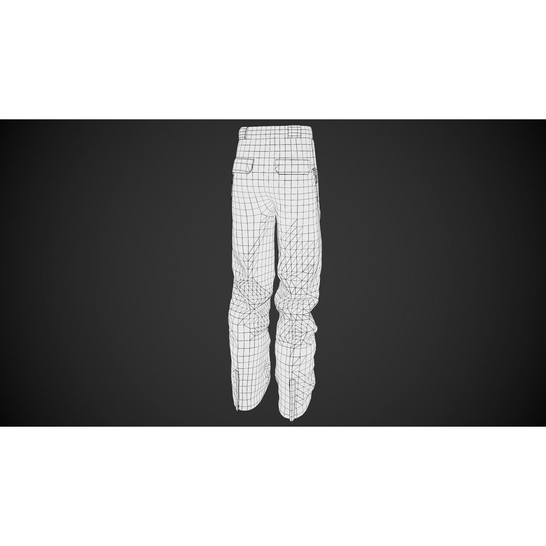 Brown Snowboard Pants 3D Model – Low Poly PBR Game Asset, FBX, OBJ - View 17