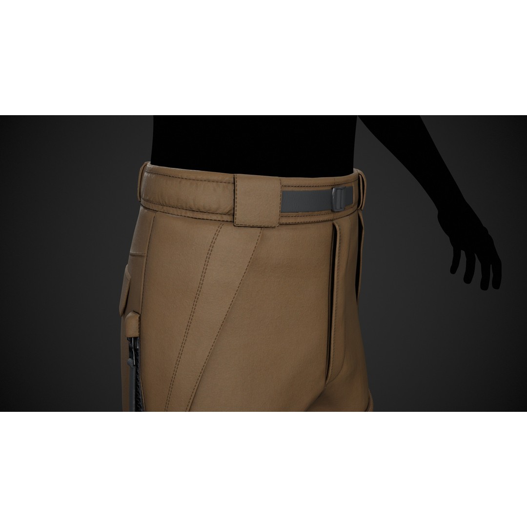 Brown Snowboard Pants 3D Model – Low Poly PBR Game Asset, FBX, OBJ - View 5