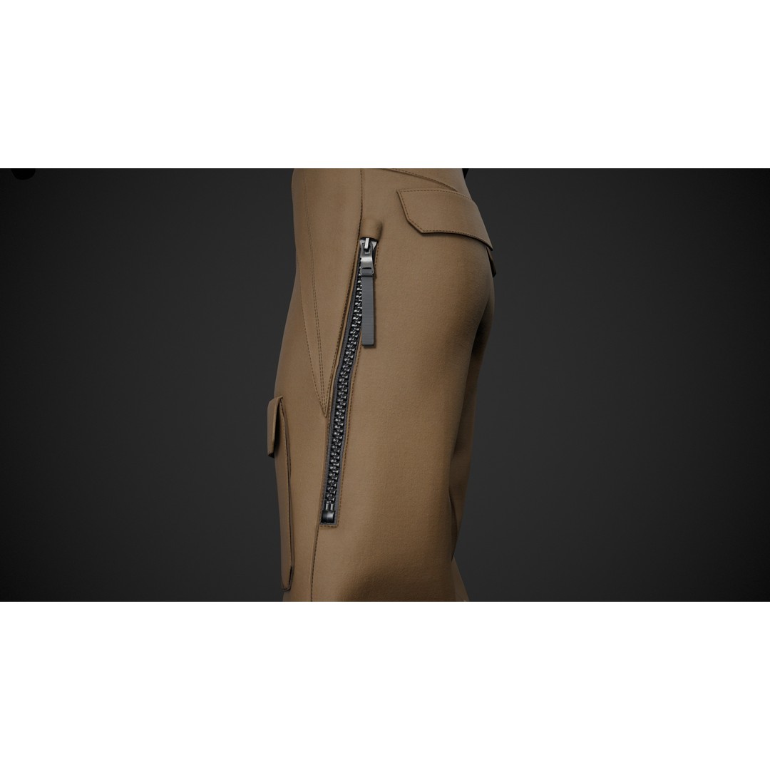 Brown Snowboard Pants 3D Model – Low Poly PBR Game Asset, FBX, OBJ - View 8