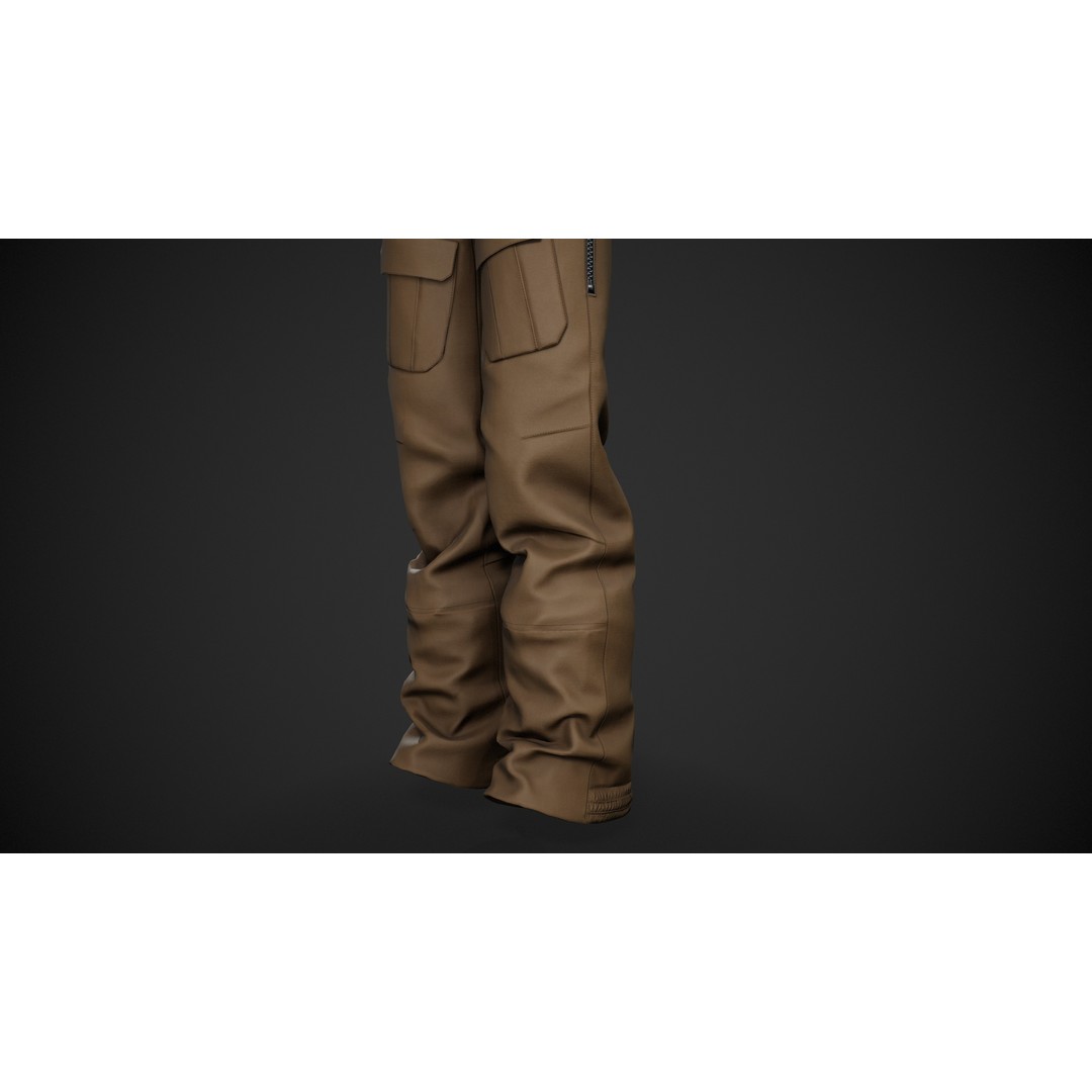 Brown Snowboard Pants 3D Model – Low Poly PBR Game Asset, FBX, OBJ - View 9