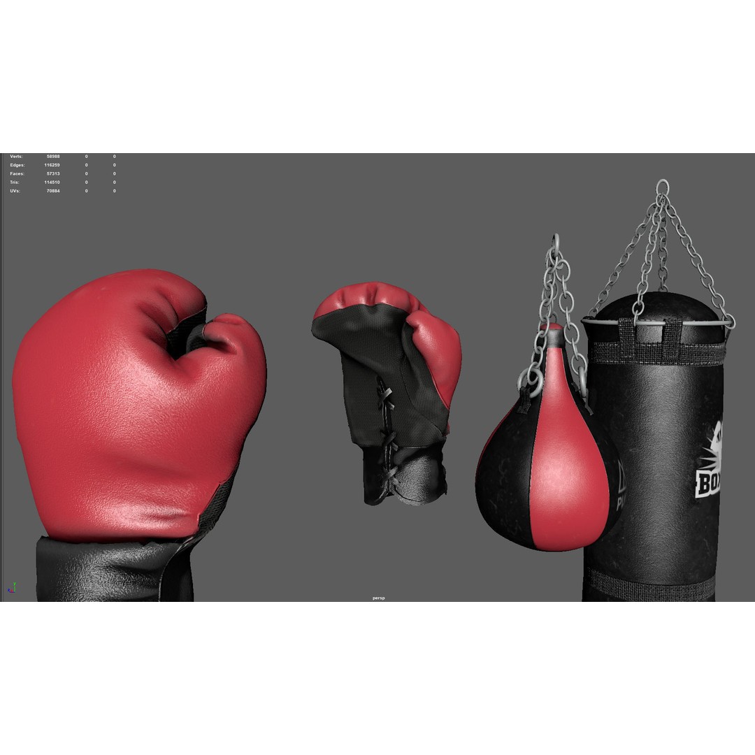 Boxing Equipment 3D Model – High Poly Game Asset, PBR Textures - View 12