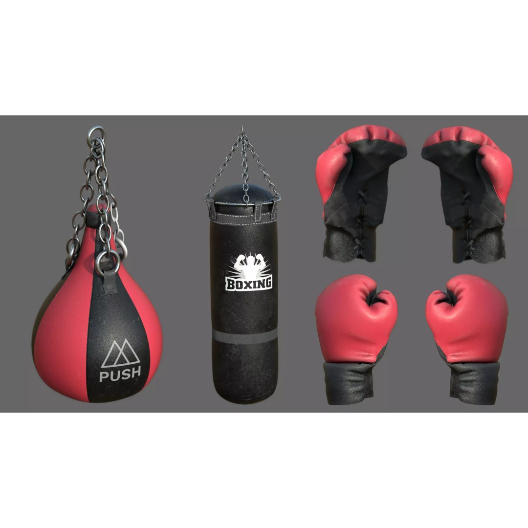 Boxing Equipment 3D Model – High Poly Game Asset, PBR Textures - View 2