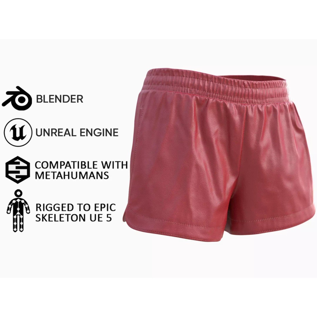 Shorts 104 3D Model – Rigged Low-Poly Clothing for Metahumans & UE5 - View 2