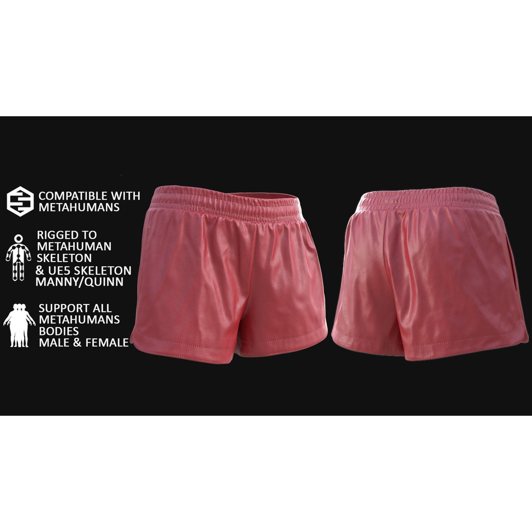 Shorts 104 3D Model – Rigged Low-Poly Clothing for Metahumans & UE5 - View 3