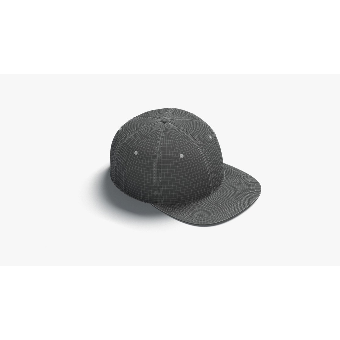 Black Snapback 3D Model – Low Poly Sport Cap, FBX, OBJ, PBR - View 10