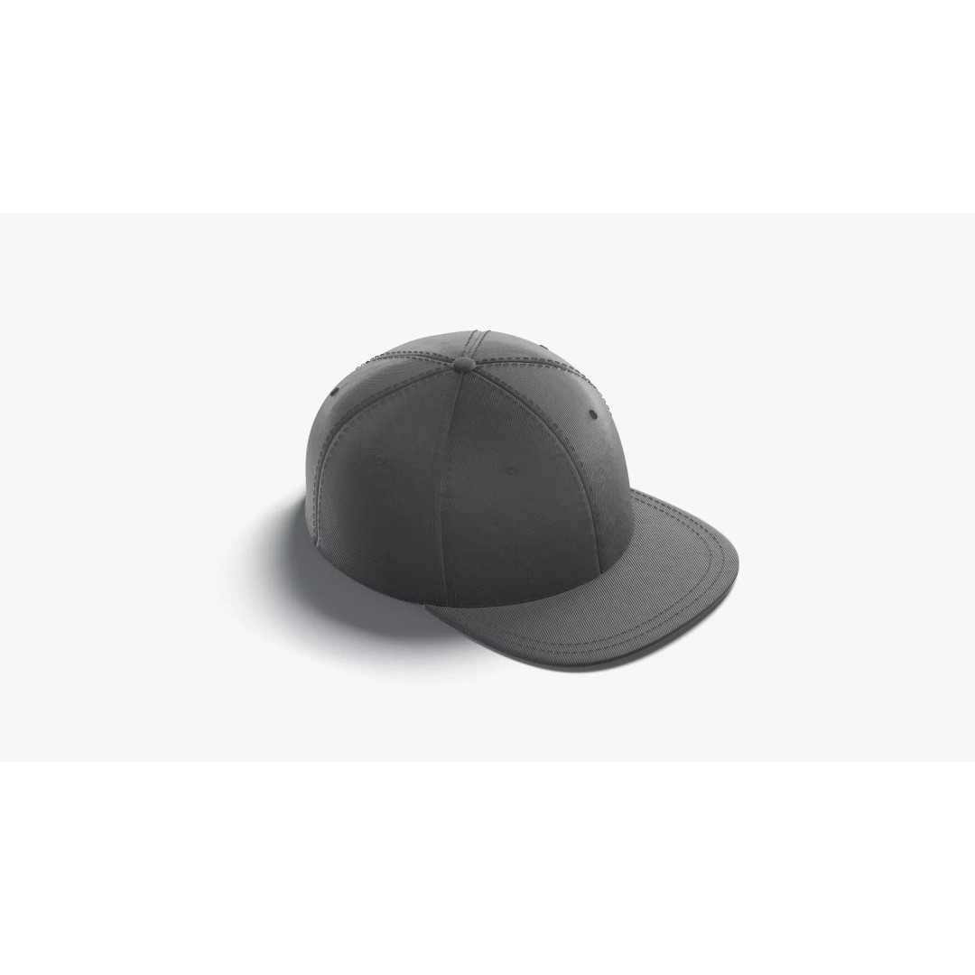 Black Snapback 3D Model – Low Poly Sport Cap, FBX, OBJ, PBR - View 2