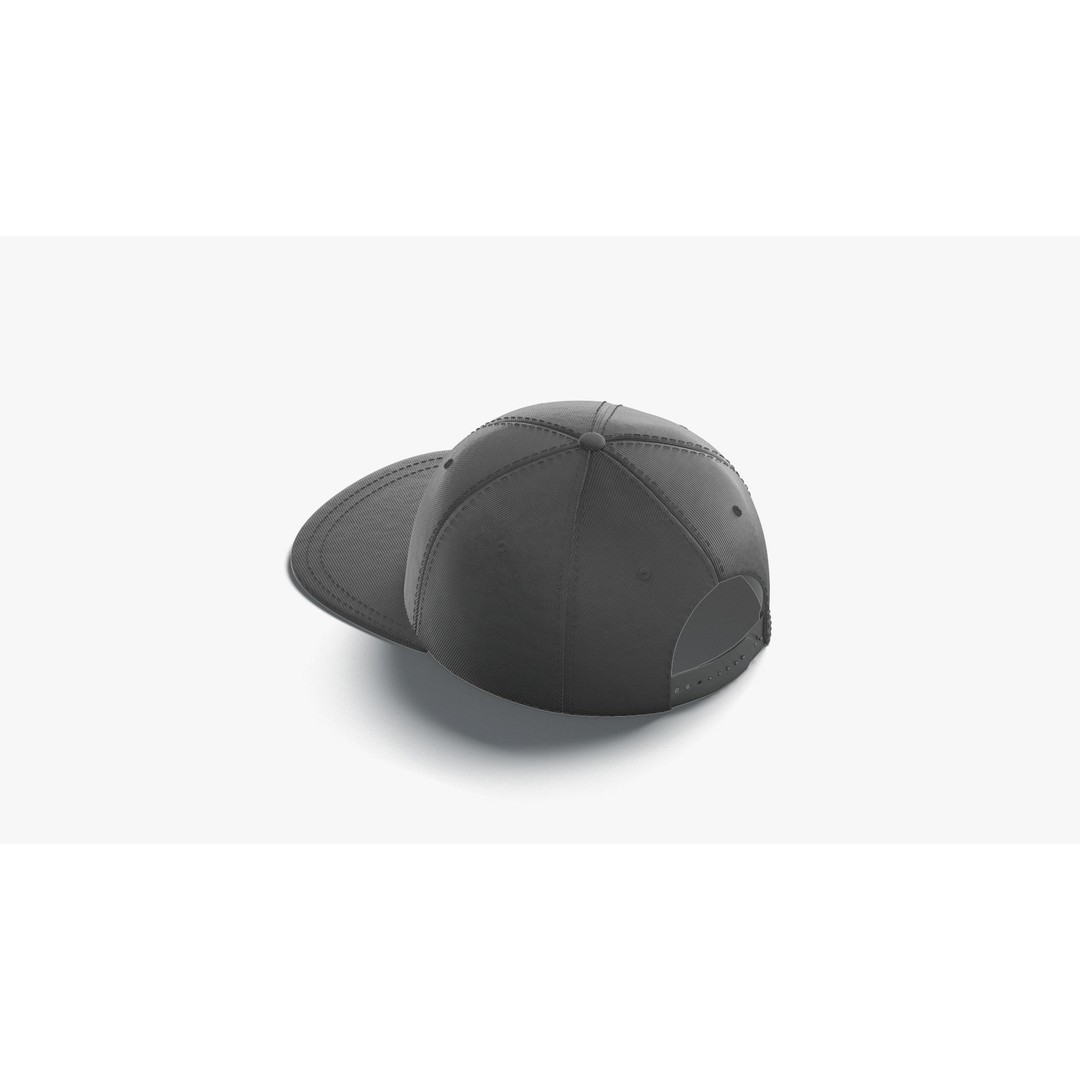 Black Snapback 3D Model – Low Poly Sport Cap, FBX, OBJ, PBR - View 3