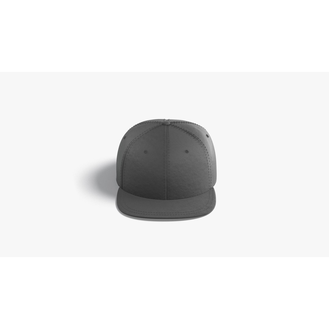 Black Snapback 3D Model – Low Poly Sport Cap, FBX, OBJ, PBR - View 4