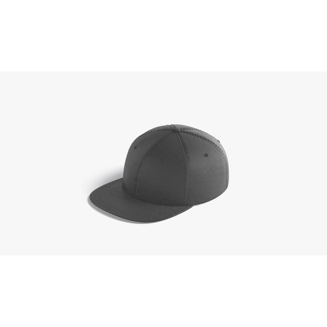 Black Snapback 3D Model – Low Poly Sport Cap, FBX, OBJ, PBR - View 5