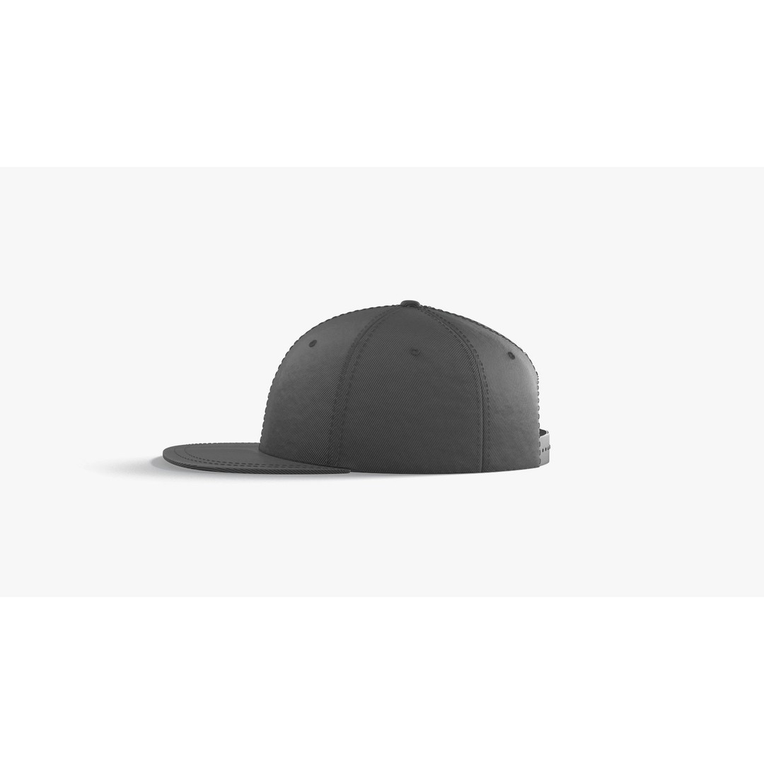 Black Snapback 3D Model – Low Poly Sport Cap, FBX, OBJ, PBR - View 6
