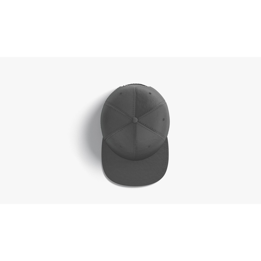 Black Snapback 3D Model – Low Poly Sport Cap, FBX, OBJ, PBR - View 7