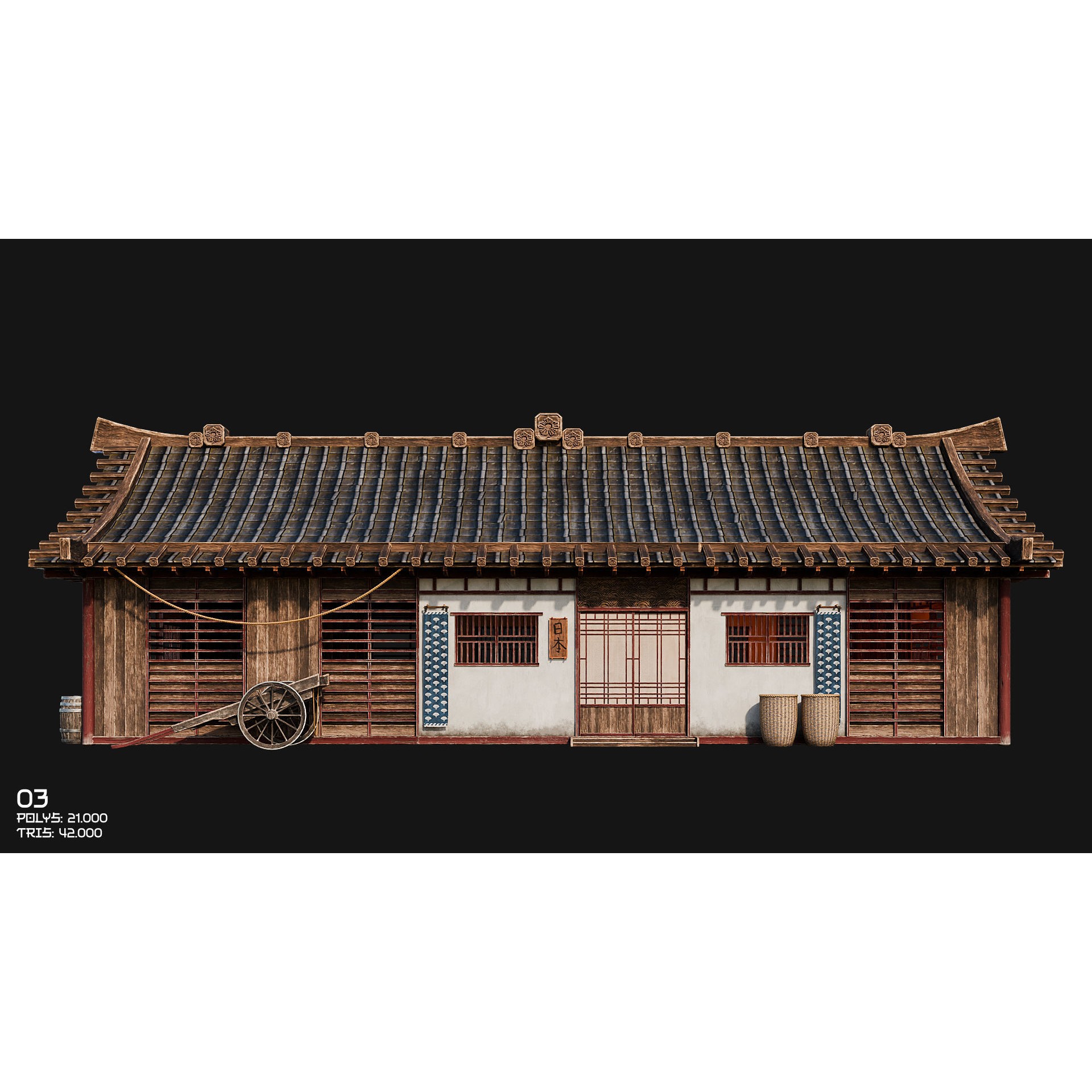 50 Japan Buildings - Low-Poly Game-Ready 3D Model - View 16